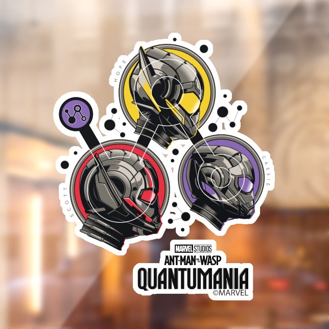 Scott, Hope, & Cassie Pym Particle Helmet Graphic Window Cling (Sheet 2)