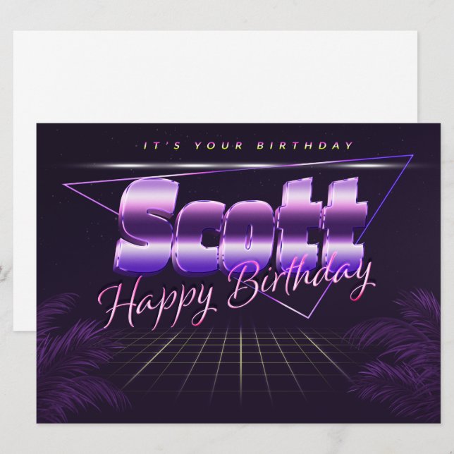 Scott Name First name lila retro card Birthday (Front/Back)