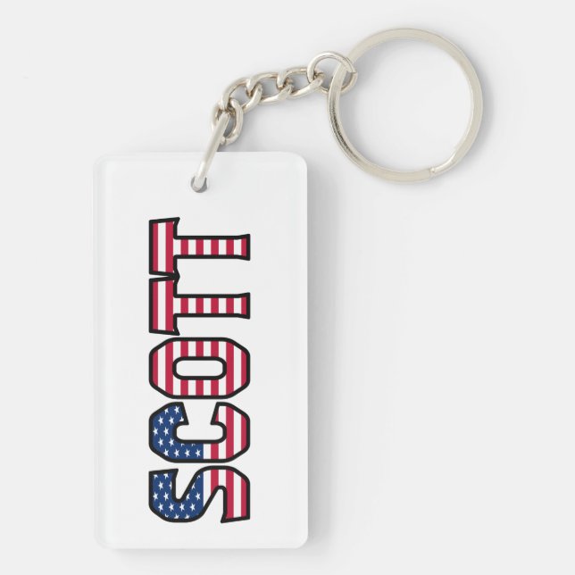 Scott Name First Name USA Flag Keychain (Back)