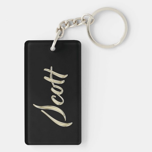Scott Name whitegold key trailer Keychain (Back)