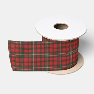 Scott Red Modern Scottish Tartan Satin Ribbon