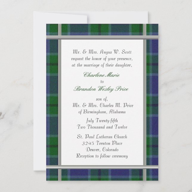 Scott Tartan Plaid Wedding Invitation (Front)