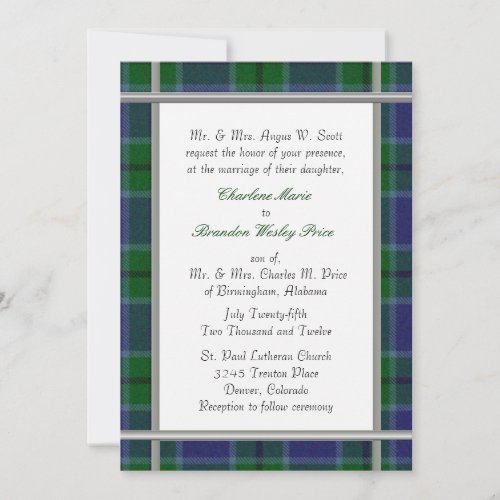 Scott Tartan Plaid Wedding Invitation