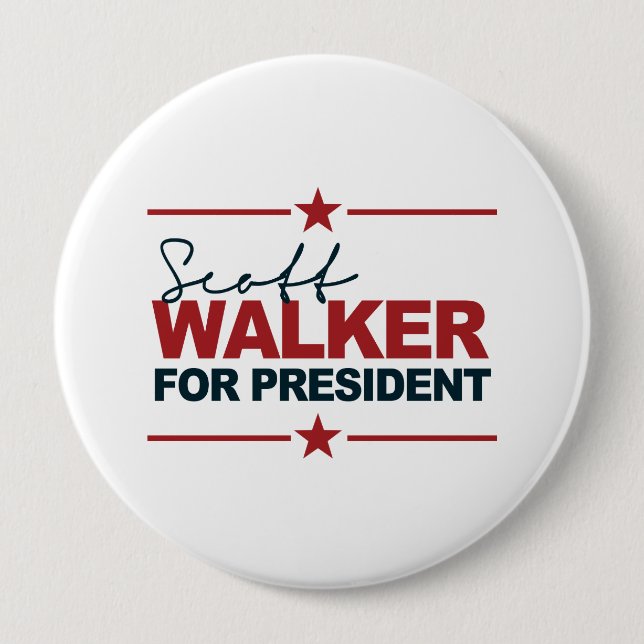 Scott Walker For President 2016 Signature Pinback Button (Front)