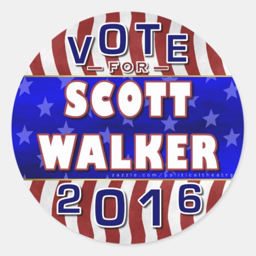 Scott Walker President 2016 Election Republican Classic Round Sticker