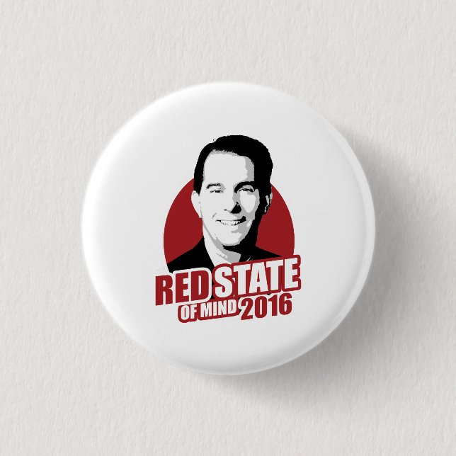 Scott Walker Red State of Mind 2016 Button (Front)