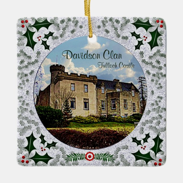Scottiah Davidson Clan Tulloch Castle Tartan Xmas Ceramic Ornament (Front)