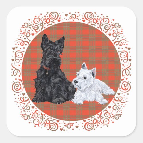 Scottie Adult  Westie Puppy Square Sticker