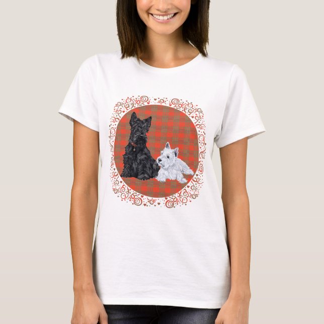 Scottie Adult & Westie Puppy T-Shirt (Front)
