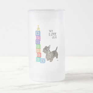 Scottie Alphabet Blocks Frosted Glass Beer Mug