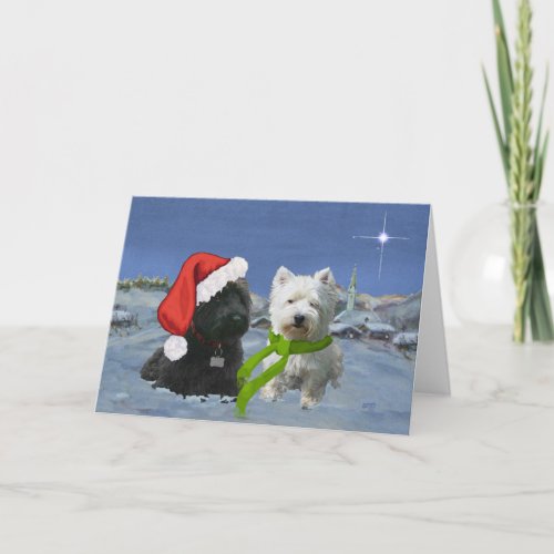Scottie and Westie Christmas Star Holiday Card