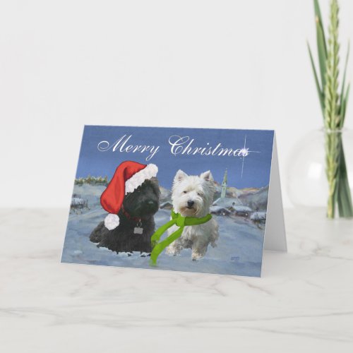 Scottie and Westie Christmas Star Holiday Card