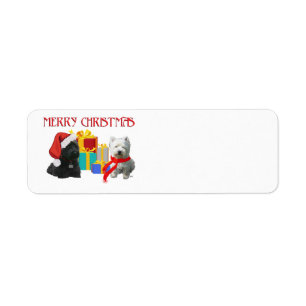 Scottie and Westie Christmas Tree Label