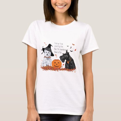 Scottie and Westie Halloween Fun T_Shirt