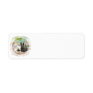 Scottie and Westie in a Garden Label