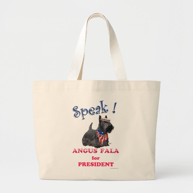 Scottie Angus Fala for President Large Tote Bag (Front)