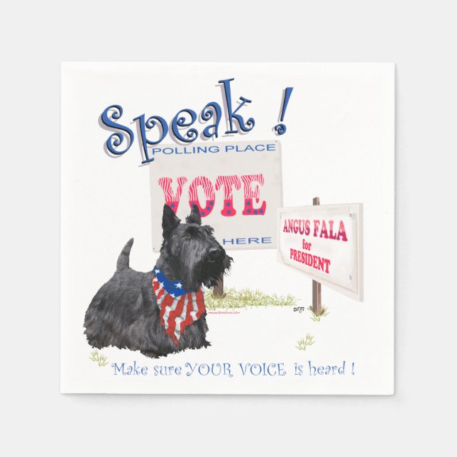 Scottie Angus Fala for President Napkins (Front)