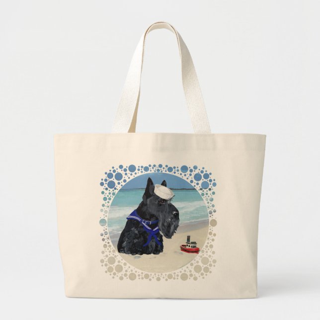 Scottie at the Beach Large Tote Bag (Front)
