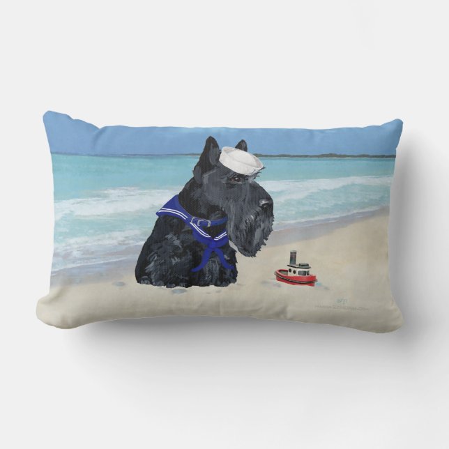 Scottie at the Beach Lumbar Pillow (Front)