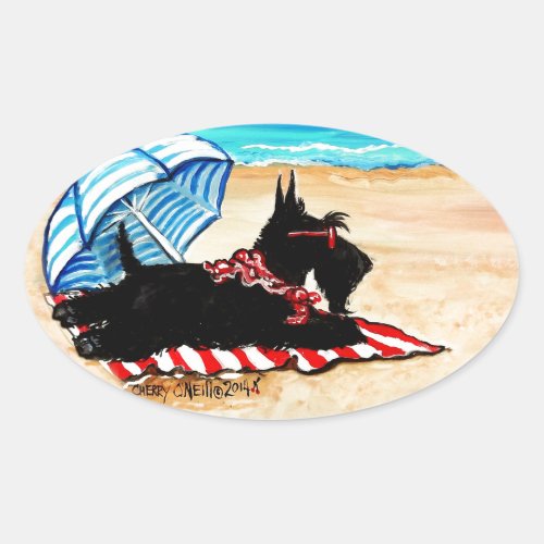 Scottie Beach Oval Sticker