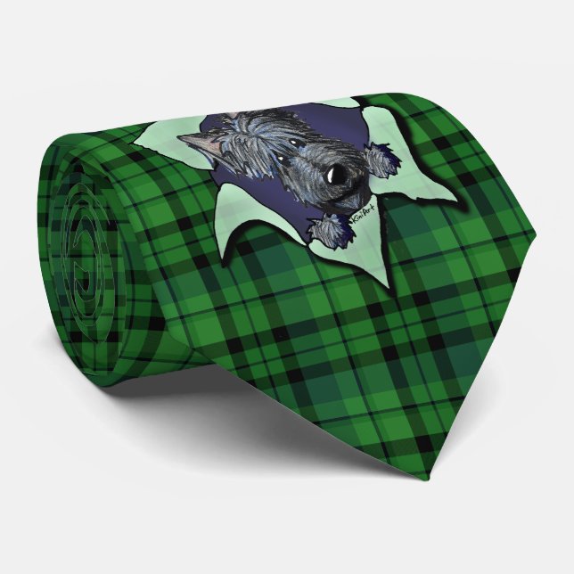 Scottie BLAST II Green Plaid Neck Tie (Rolled)