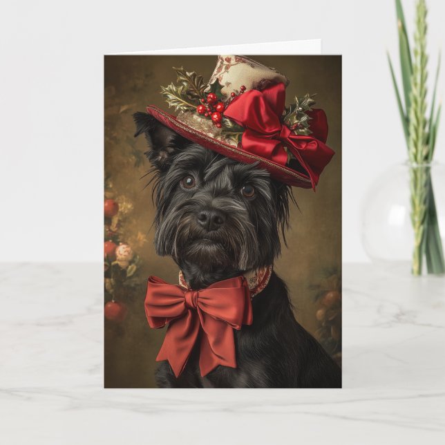 Scottie Christmas Card Elegant Victorian Dog (Front)