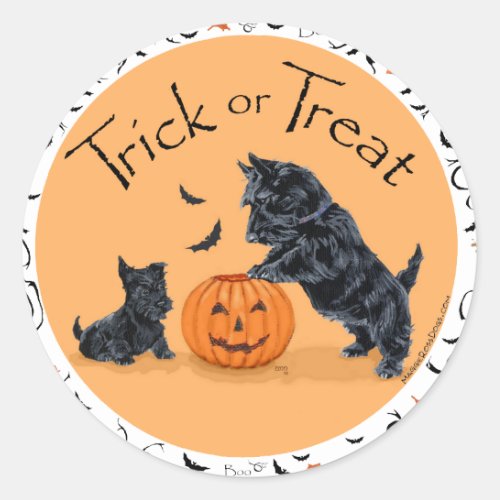 SCOTTIE Dad and Pup Halloween Classic Round Sticker