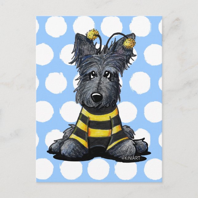 Scottie Dog Bee Postcard (Front)
