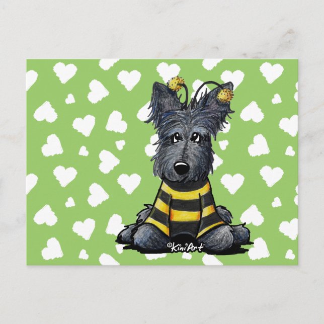 Scottie Dog Bee Postcard (Front)