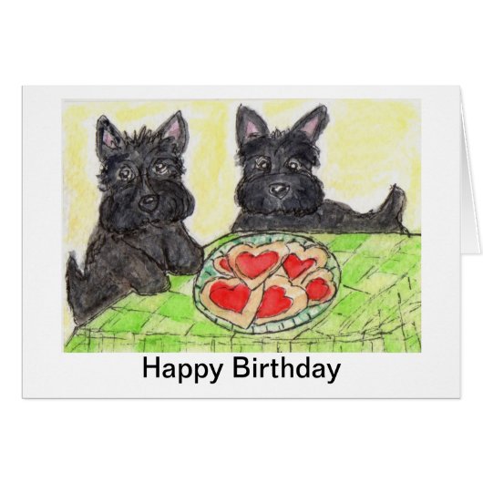 Scottie dog birthday card art  Scottish terrier (Front Horizontal)