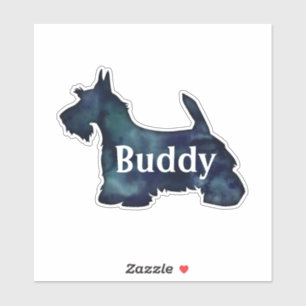 Scottie Dog Black Watercolor Silhouette with Text Sticker
