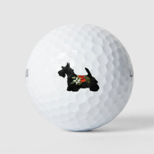 Scottie Dog Breed Boho Floral Silhouette Golf Balls