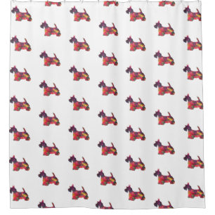 Scottie Dog Breed Geo Silhouette Multi Shower Curtain
