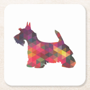 Scottie Dog Breed Geo Silhouette Multi Square Paper Coaster