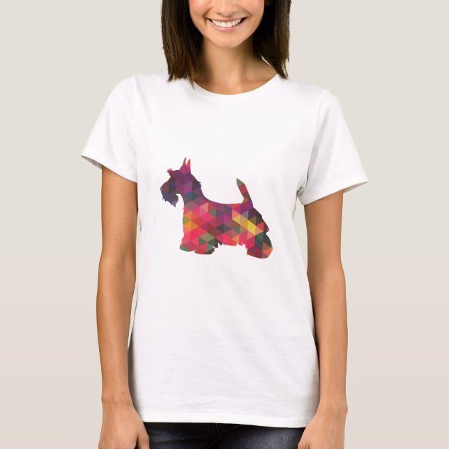 Scottie Dog Breed Geo Silhouette Multi T-Shirt (Front)