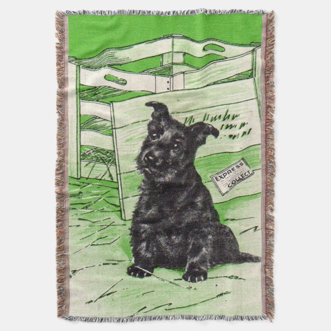 Scottie dog by special delivery throw blanket (Front Vertical)