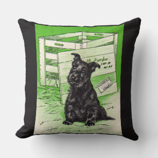 Scottie dog by special delivery throw pillow