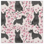 scottie dog cherry blossoms pink floral fabric