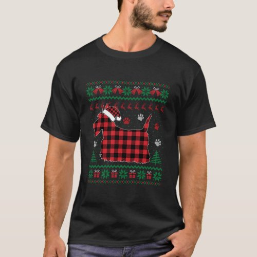 Scottie Dog Christmas Pajama Red Plaid Scottish Ug T_Shirt