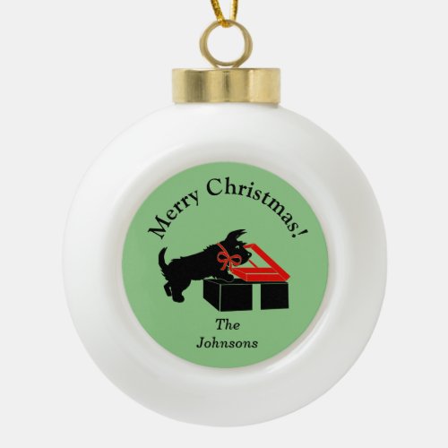 Scottie Dog Christmas Personalized Ball Ornament