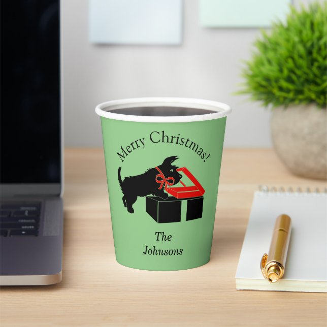 Scottie Dog Christmas Personalized Paper Party Cup (Insitu)