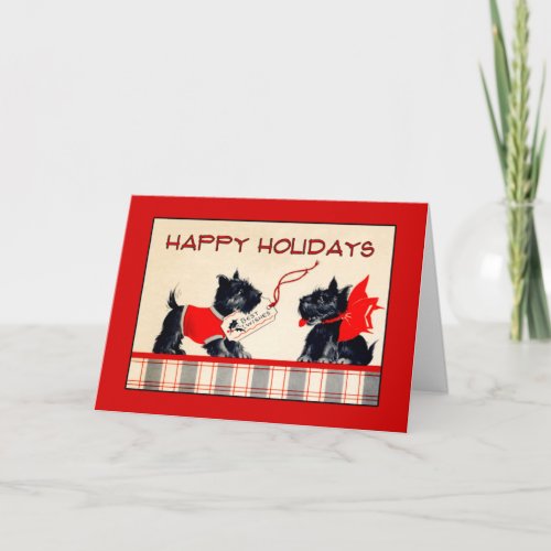 Scottie Dog Happy Holidays Christmas card