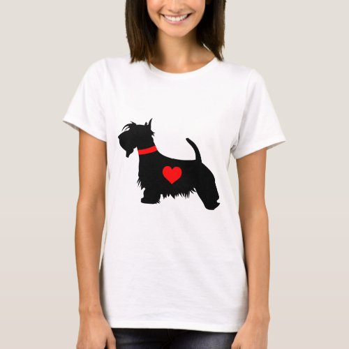 Scottie dog heart ladies T_shirt