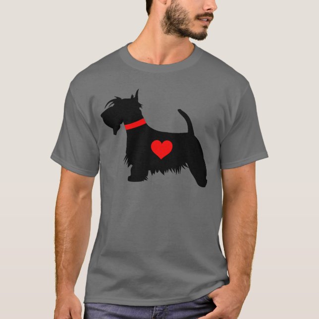 Scottie dog heart men's dark T-shirt (Front)