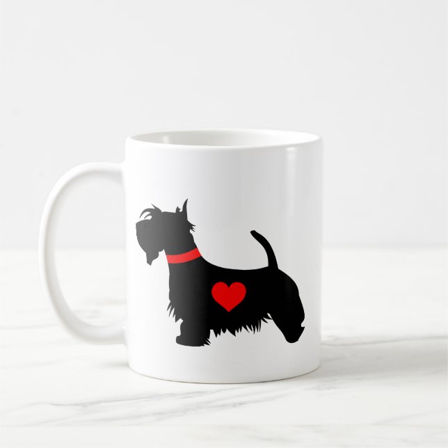 Scottie dog heart mug - picture both sides (Left)