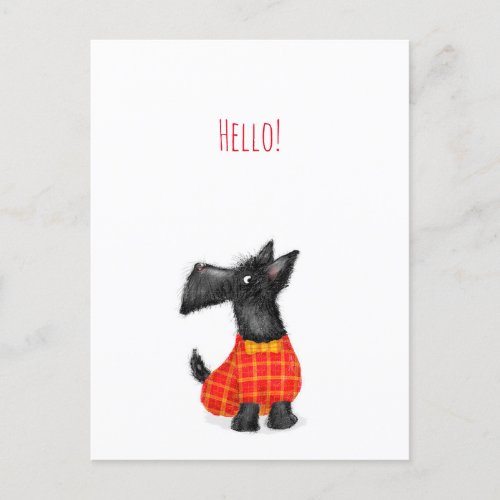 Scottie dog hello postcard