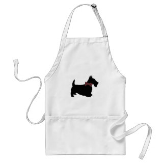 Scottie Dog in Plaid Bow Tie Adult Apron