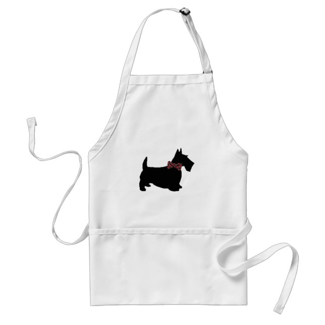 Scottie Dog in Plaid Bow Tie Adult Apron (Front)