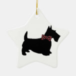 Scottie Dog In Plaid Bow Tie Ceramic Ornament at Zazzle