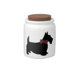 Scottie Dog In Plaid Bow Tie Cookie/candy Jar at Zazzle